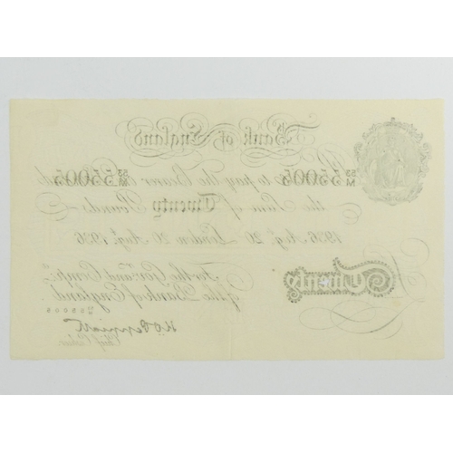 172 - Bank of England Peppiatt twenty pounds note 1936. UK Postage £5.