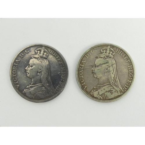 193 - Two Queen Victoria silver crowns, 1889 and 1891.