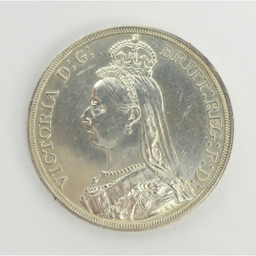 215 - Victoria 1887 silver crown.