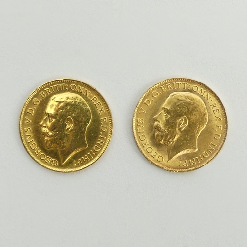 228 - Two George V gold half sovereigns, 1913 & 1914. UK Postage £12.