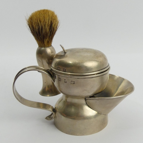 234 - Victorian silver shaving cup and brush, A & J Zimmerman, Birm. 1899, 14cm. UK Postage £12.