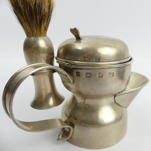 234 - Victorian silver shaving cup and brush, A & J Zimmerman, Birm. 1899, 14cm. UK Postage £12.