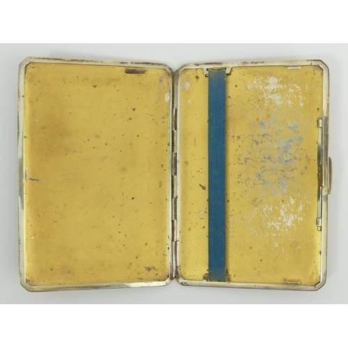 248 - George V silver cigarette case, 187 grams, Birm. 1921, 8.8cm x 12.7cm. UK Postage £12.