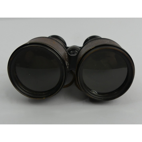 255A - A leather cased set of binoculars issued to W. Swart 1917, made by Le Maire Paris. UK Postage £14.