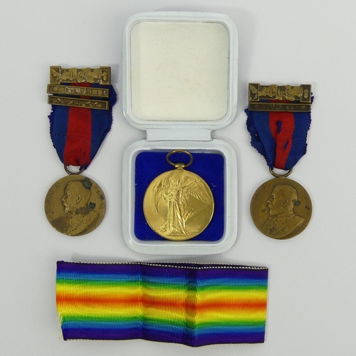 259 - Great War medal to M.H. Harrold 962056 and two Kings medals, 1913 -14 and 1914-15. UK Postage £12.