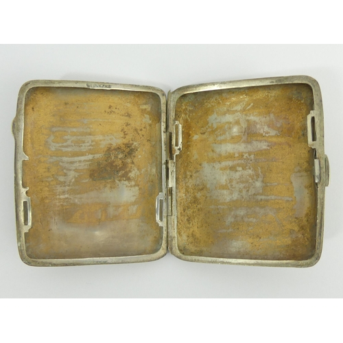 261 - Silver plate cigarette case with the Scottish horse badge, South Africa 1900, 1901 and 1902, 72mm x ... 