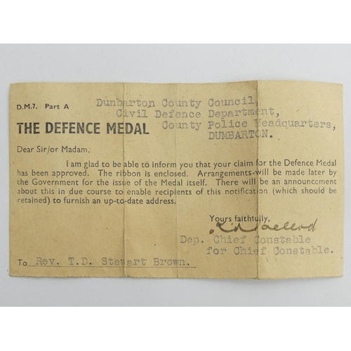 264 - World War II defence medal and the Atlantic star. UK Postage £12.