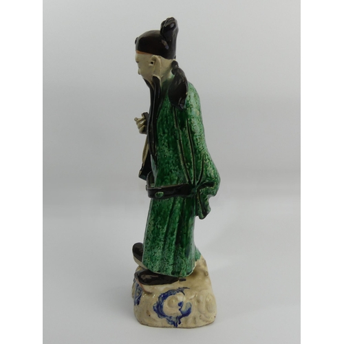 299A - 19th Century Chinese pottery figure of a sage, 36cm. UK Postage £18.