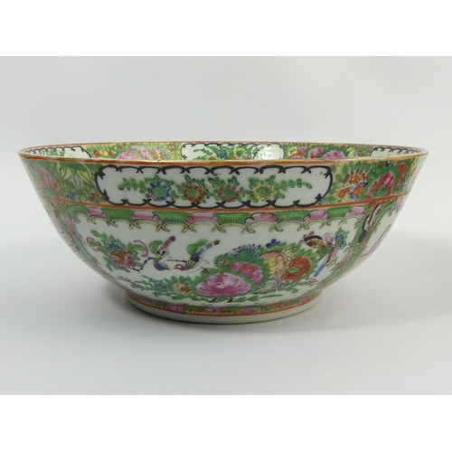 310B - A Chinese famille rose porcelain punch bowl, C.1900, 28cm x 11cm. Postage £18.