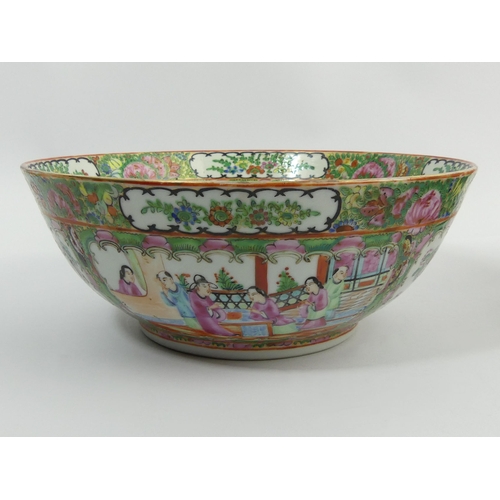 310B - A Chinese famille rose porcelain punch bowl, C.1900, 28cm x 11cm. Postage £18.