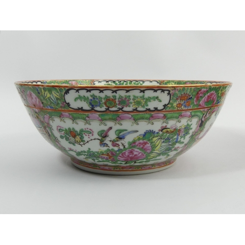 310B - A Chinese famille rose porcelain punch bowl, C.1900, 28cm x 11cm. Postage £18.