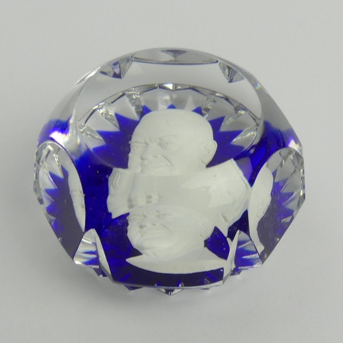 319 - Baccarat Sulphide cameo of Henry Hoover glass paperweight. UK Postage £12.