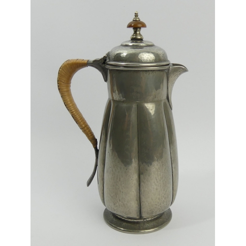 364 - Liberty & Co Arts & Crafts pewter coffee pot, no 1385, 22cm. UK Postage £14.