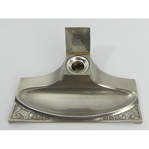 365 - Secessionist silver plate ink stand C.1905, 20.5cm wide. UK Postage £12.