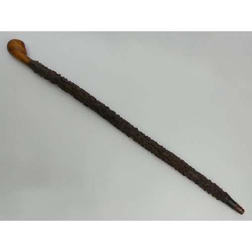 373 - Good quality Indian Cork oak walking stick, 94cm. UK Postage £16.