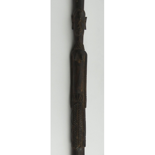 394G - Ivory coast medicine man stick and snake head design stick, 80cm and 92cm. UK Postage £20.