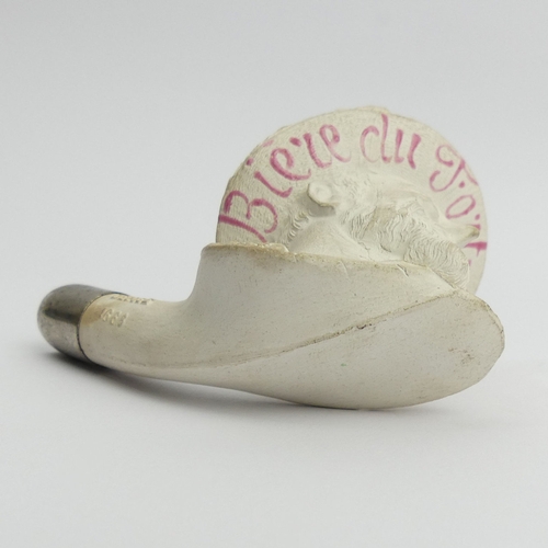 402 - Gambier clay pipe Paris No 1668, advertising Fort Carre Beer, French C1930. UK Postage £12.