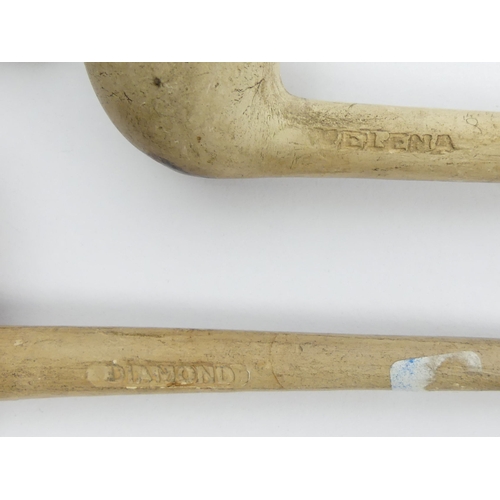 408 - Five old clay pipes including an unsmoked calabash shape. UK Postage £12