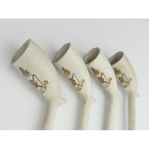 412 - Four late 19th century Churchwarden clay pipes made by Southhorn clay pipe manufacturers of Brosley ... 