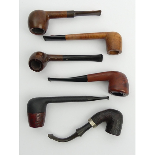 429 - Six vintage briar pipes, C. 1980’s, 3 pre-smoked, 3 unsmoked, medium size, all in good condition. 
U... 