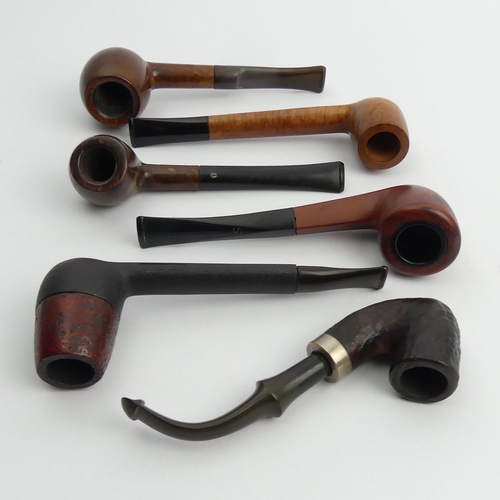 429 - Six vintage briar pipes, C. 1980’s, 3 pre-smoked, 3 unsmoked, medium size, all in good condition. 
U... 