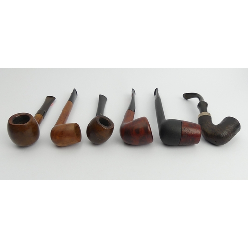 429 - Six vintage briar pipes, C. 1980’s, 3 pre-smoked, 3 unsmoked, medium size, all in good condition. 
U... 