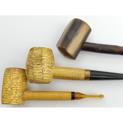 432 - Seven vintage pipes pre-smoked in reasonable condition - 3 Ropp cherrywood pipes, 5 corn cob pipes. ... 