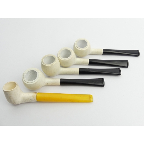 435 - Eight unsmoked pipes, three meerschaums, five plastic Nypla Ceramic lined pipes, all with acrylic mo... 