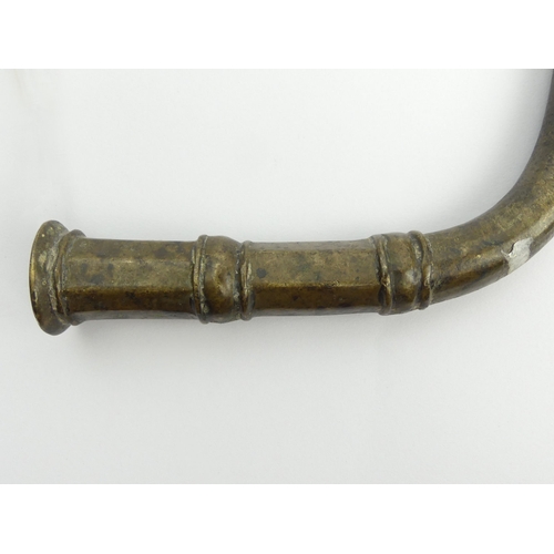 447 - An African Sahel region bronze smoking pipe, C.1900, 40cm. UK Postage £12.