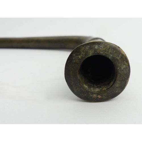 447 - An African Sahel region bronze smoking pipe, C.1900, 40cm. UK Postage £12.