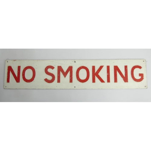 624 - Enamel wall mounted No Smoking sign C.1940’s, 87cm x 18cm. Collection Only.