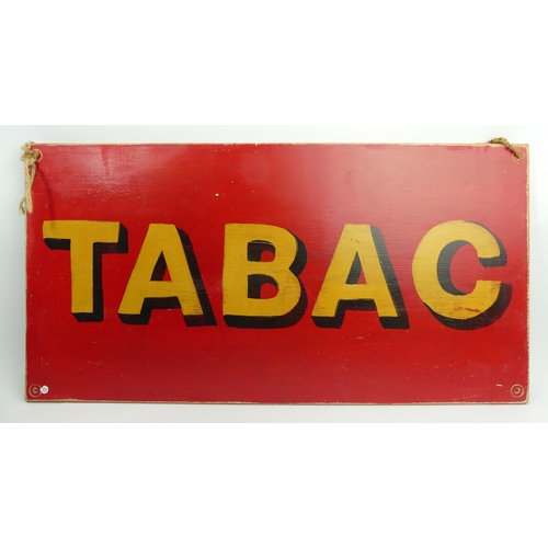 626 - Large French advertising sign ‘Tabac’ C.1950’s, 80cm  x  42cm. Collection Only.