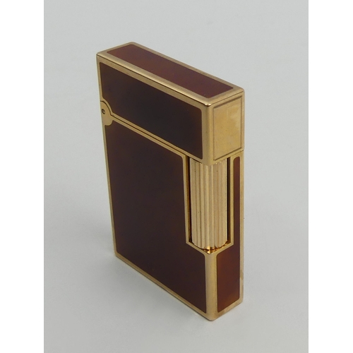 627 - As new vintage S.T.Dupont lighter, enamelled and 20 micron gold plated with original box and instruc... 