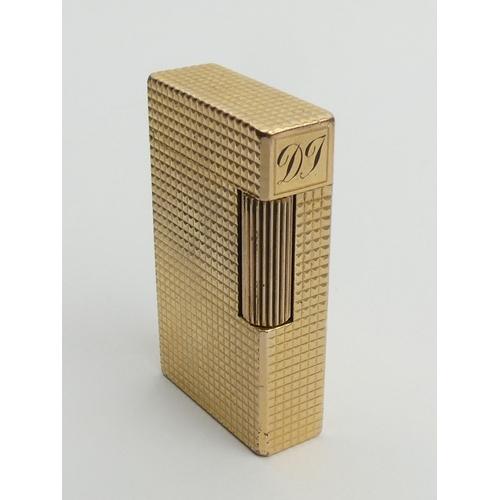 629 - Vintage S.T.Dupont lighter C.1960’s, 20 micron gold plated diamond pattern in its original box, inst... 