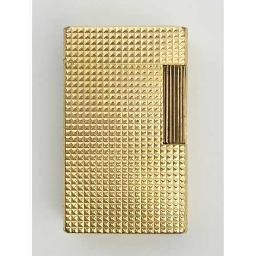 629 - Vintage S.T.Dupont lighter C.1960’s, 20 micron gold plated diamond pattern in its original box, inst... 