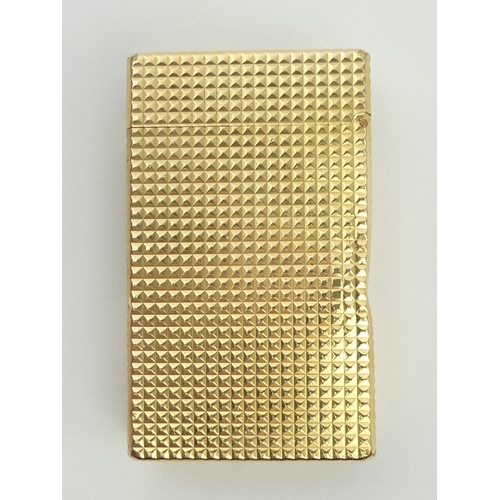 629 - Vintage S.T.Dupont lighter C.1960’s, 20 micron gold plated diamond pattern in its original box, inst... 