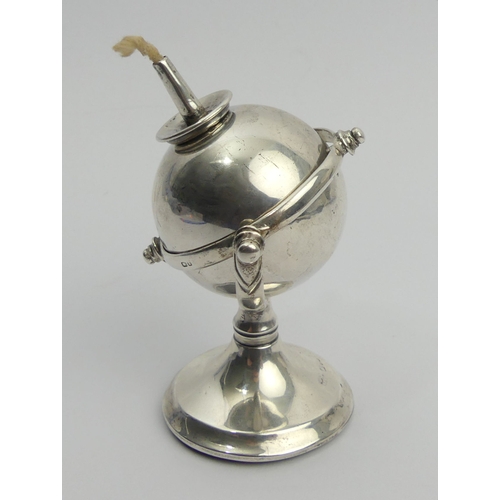 631 - Edwardian silver spirit table cigar lighter, Chester 1910. UK Postage £12.