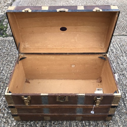 392 - A Victorian dome topped travel trunk, 90cm x 57cm. Collection Only.