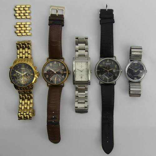 163 - Five gents watches including Timex, Aatos, and Hammond. UK Postage £12.