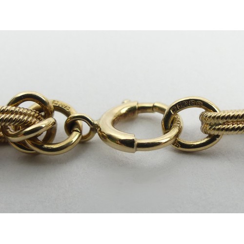 97 - Solid 9ct gold Byzantine type link chain necklace, 51.1 grams, 47cm, 6.4mm. UK Postage £12.