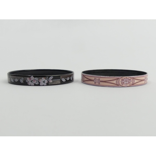 17 - Two Michaela Frey enamel bangles, 31.5 grams, 9mm.