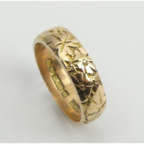 1 - 9ct rose gold wedding ring, London 1904, 4.3 grams, 5.5mm, size P1/2.