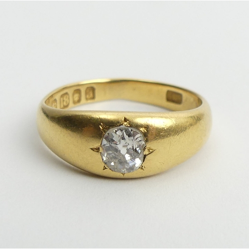23 - Victorian 18ct gold oval diamond signet ring, London 1896, 5.1 grams, 7.26mm, size O.