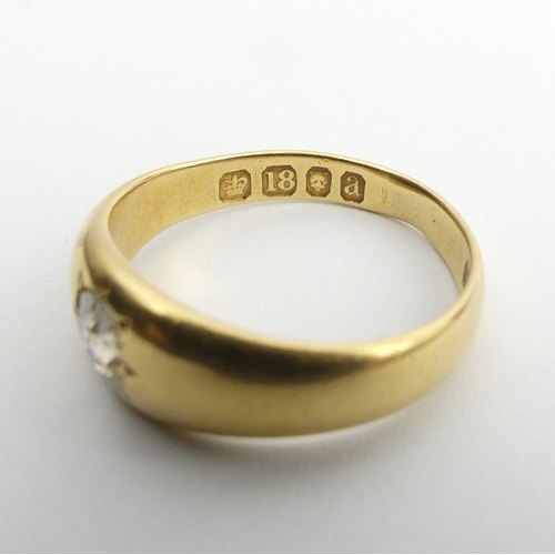 23 - Victorian 18ct gold oval diamond signet ring, London 1896, 5.1 grams, 7.26mm, size O.