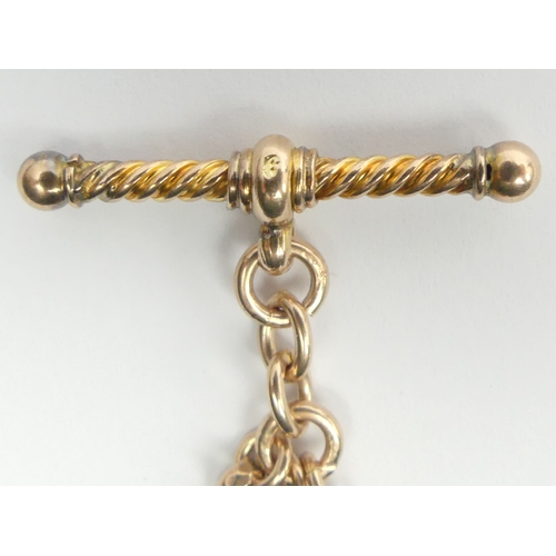 24 - 9ct gold fancy link pocket watch chain, 15.8 grams, 38cm.