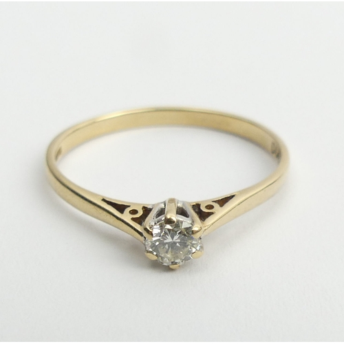 3 - 9ct gold .2ct diamond solitaire ring, 4.4mm, size P1/2.