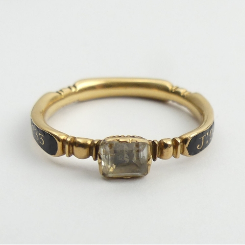 38 - 1733 gold mourning ring set with rock crystal?    