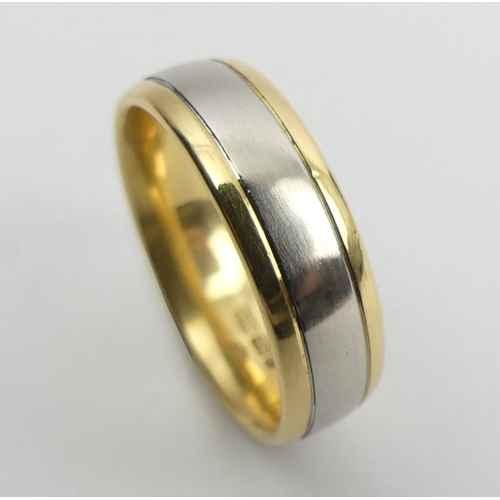 43 - 18ct gold and platinum wedding ring 9.7grams, 5.8mm, size R.