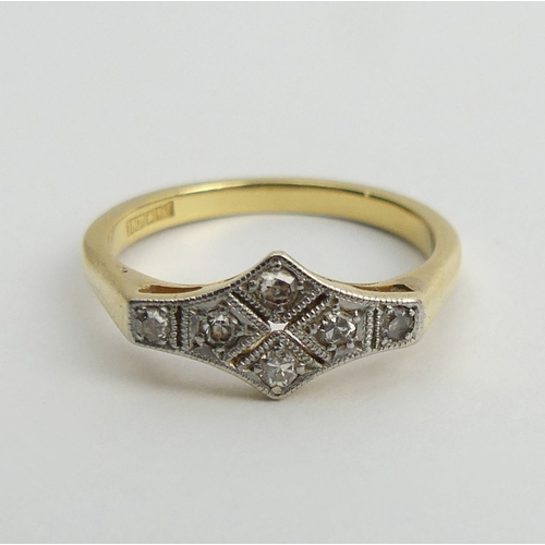 49 - 18ct gold platinum diamond ring, 2.6 grams, 6.2mm, size K1/2.