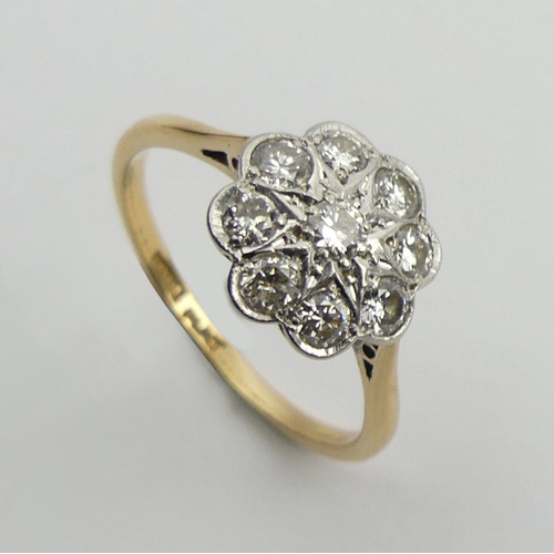 58 - 18ct gold platinum and diamond ring, 2.5 grams, 10mm, size N.